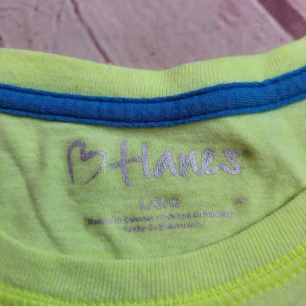 Hanes florescent butterfly shirt L